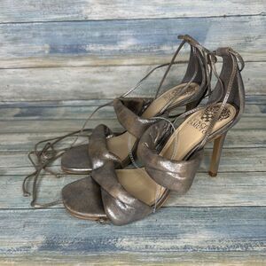Vince‎ Camuto High Heel Sandal Size 8 Andrequa Gold Silver Prom Shoe